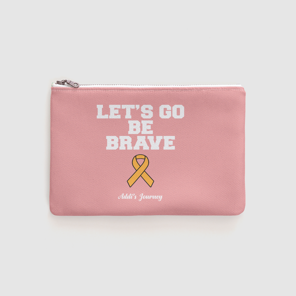 Let's Go Be Brave Light Pink Zipper Pouch