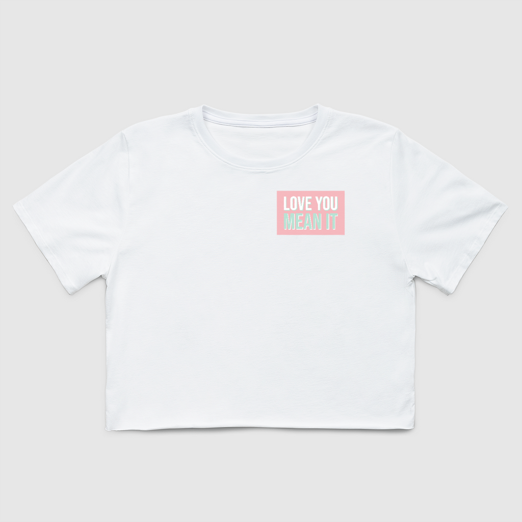 Love You Mean It Pocket Crop Tee-Grey