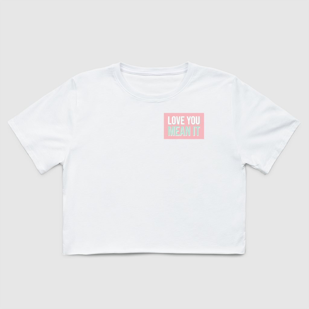 Love You Mean It Pocket Crop Tee-White
