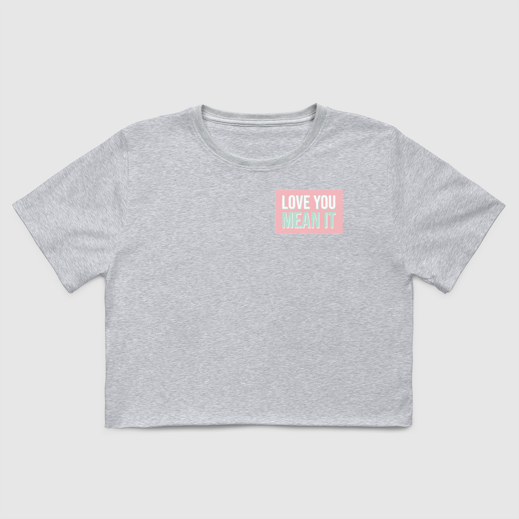 Love You Mean It Pocket Crop Tee-Grey