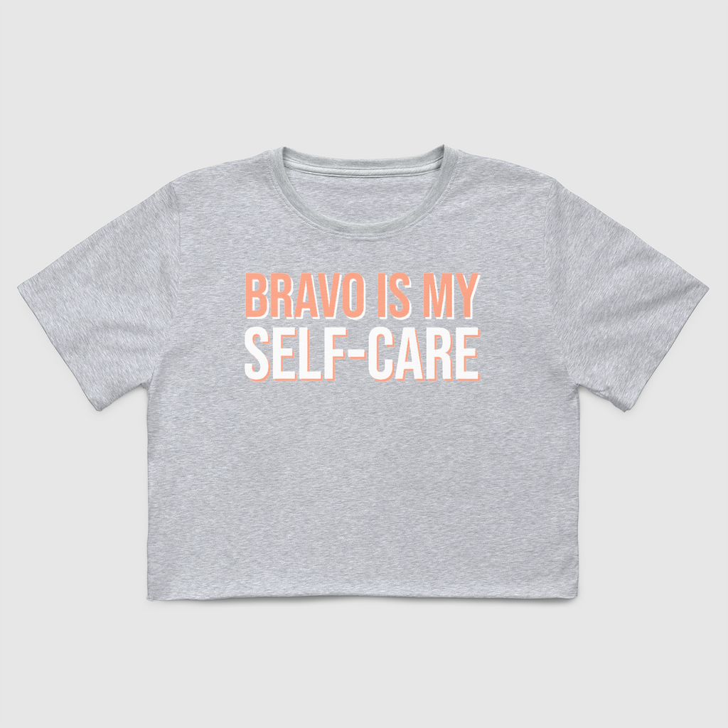 Bravo is My Self-Care Crop Tee-Grey