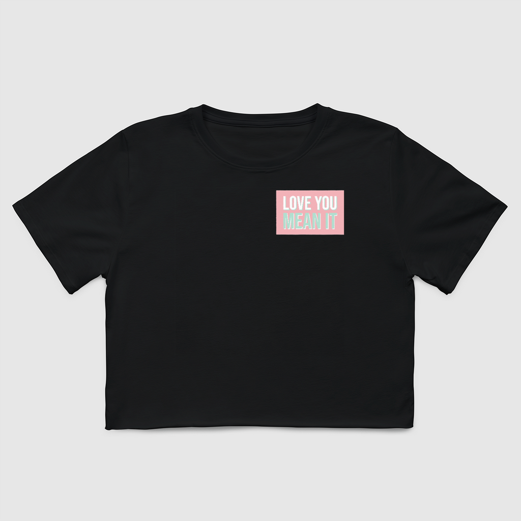 Love You Mean It Pocket Crop Tee-Black