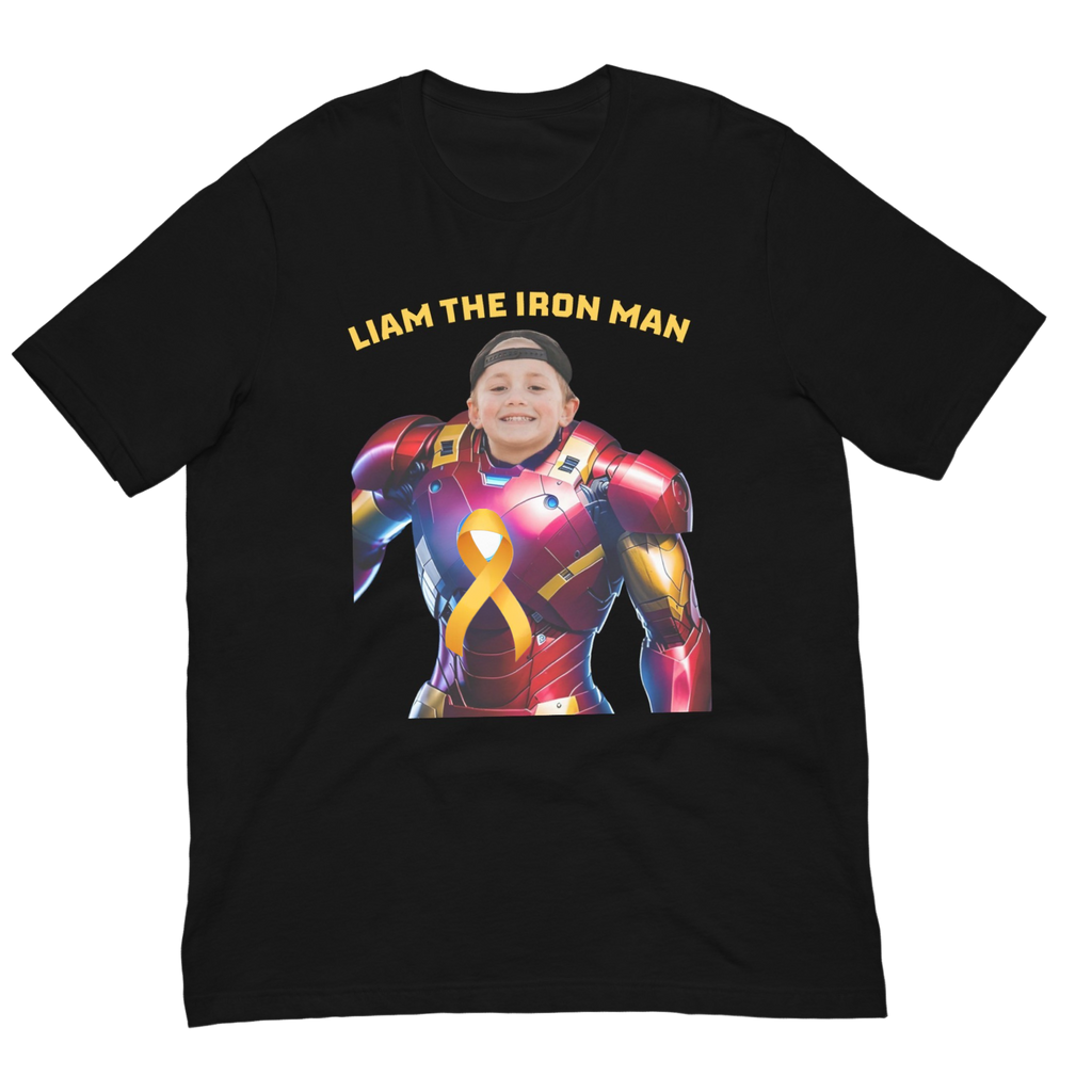 Liam the Iron Man Unisex Black Adult T-shirt