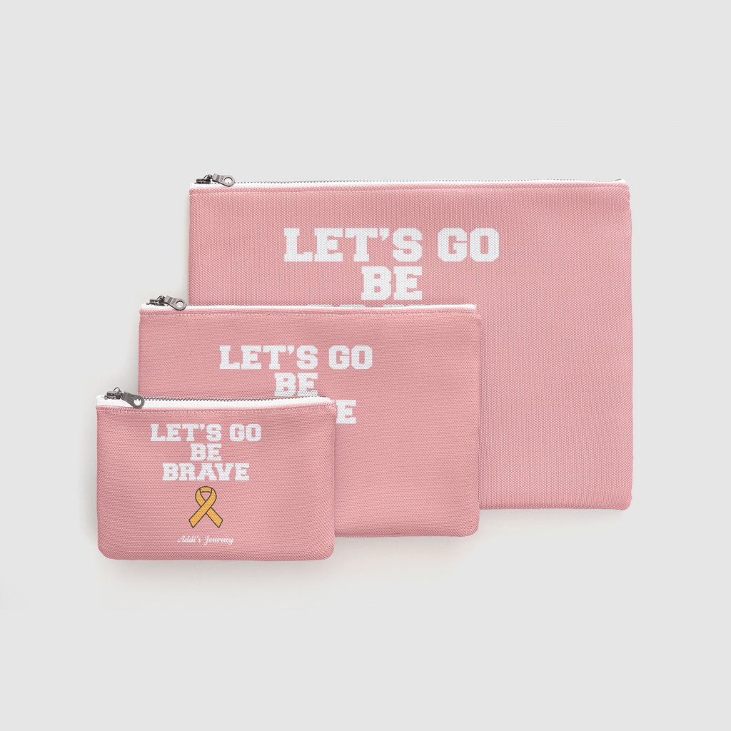 Let's Go Be Brave Light Pink Zipper Pouch