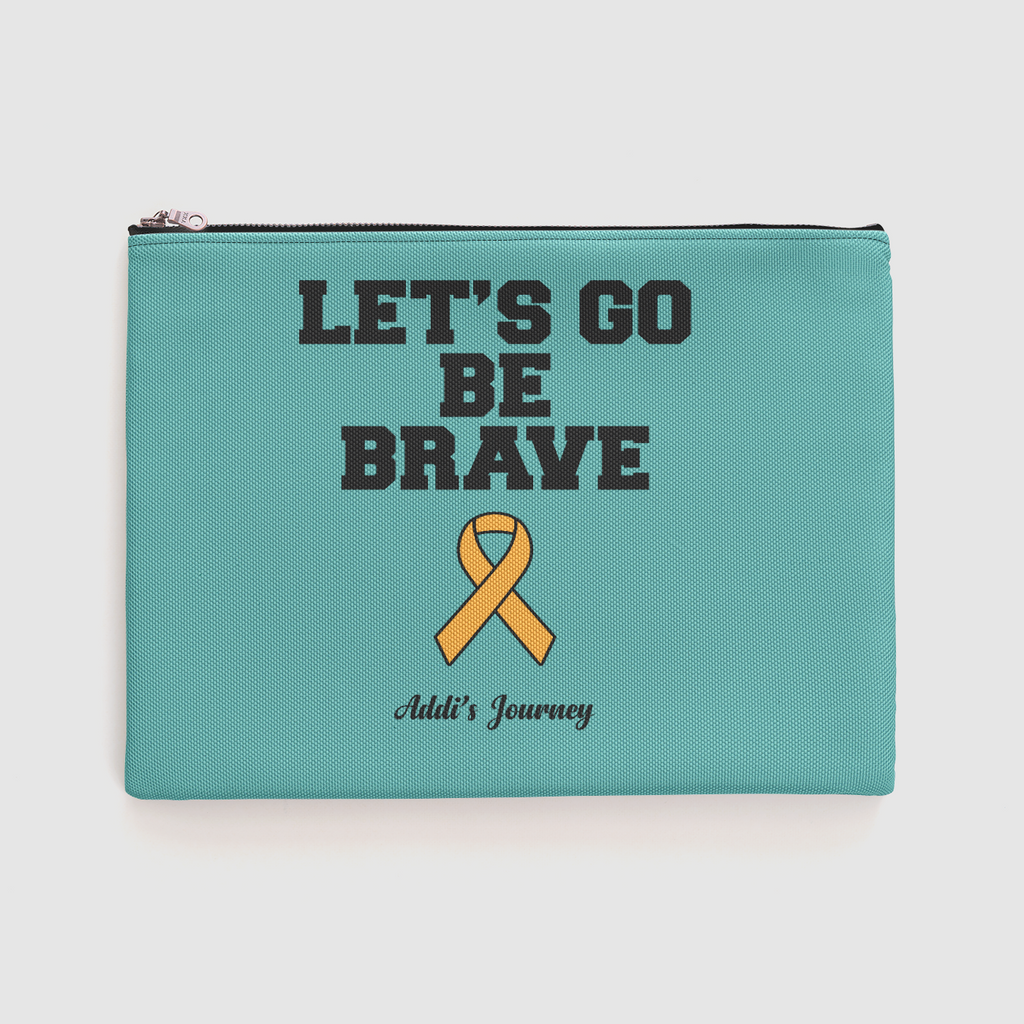 Let's Go Be Brave Teal Zipper Pouch