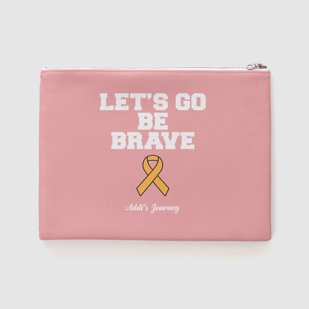 Let's Go Be Brave Light Pink Zipper Pouch