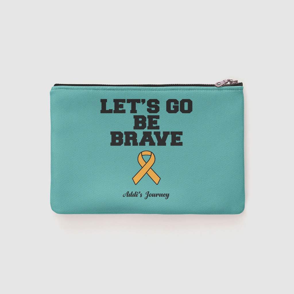 Let's Go Be Brave Teal Zipper Pouch