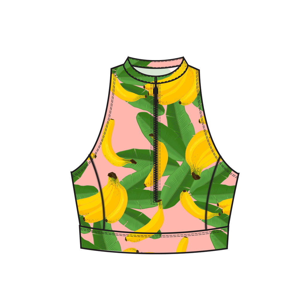 BANANA ZIP UP SPORTS BRA
