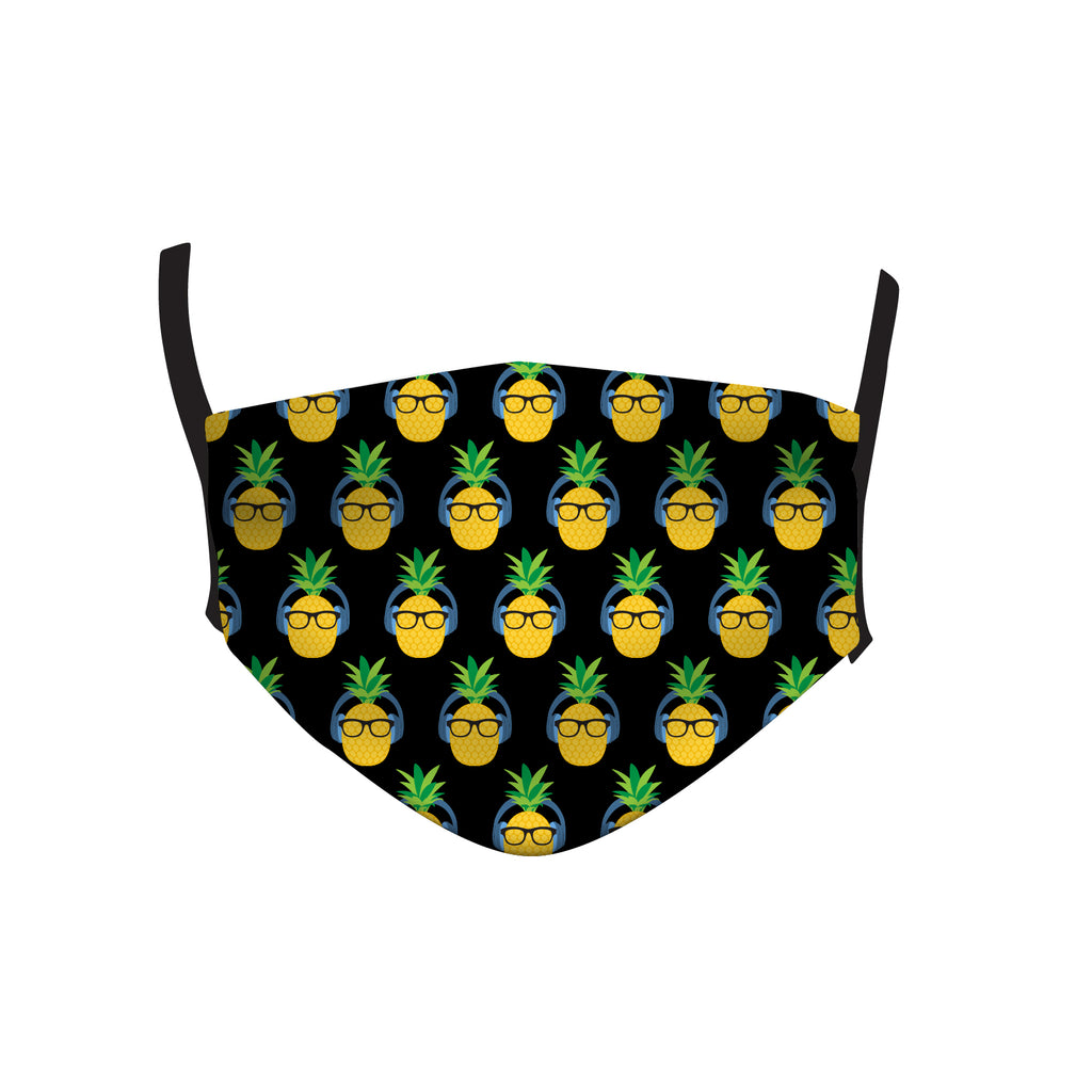 Podcast Pineapple Black Pattern Mask