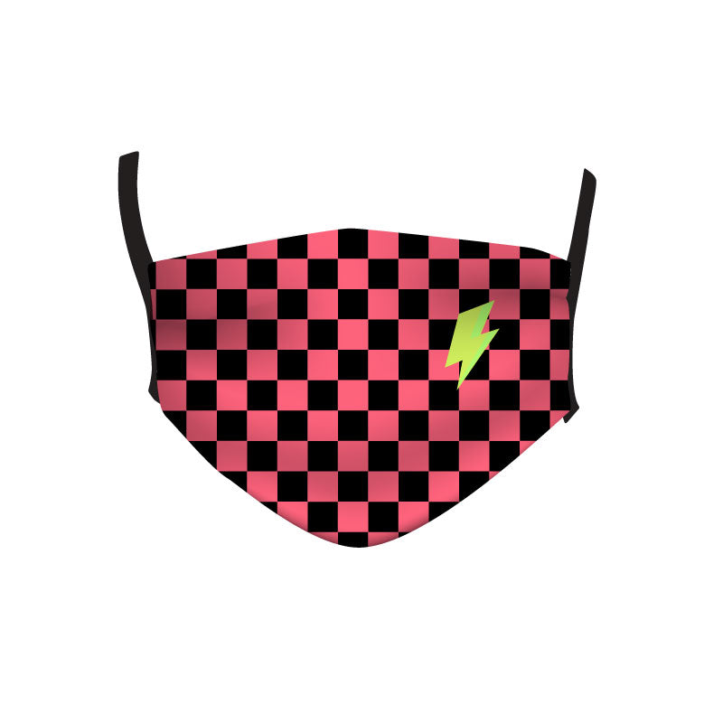 NEON PINK & BLACK CHECK MASK