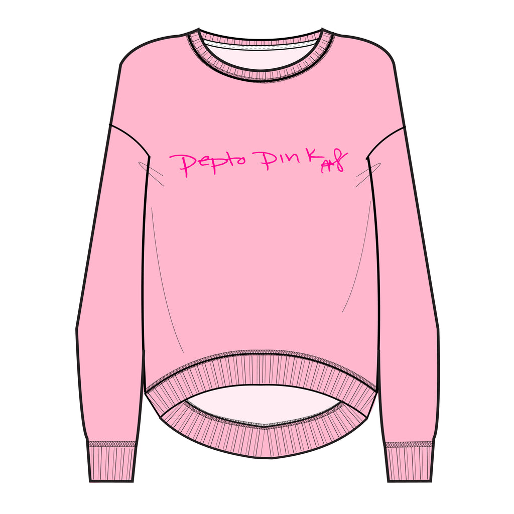 Pepto Pink Curved Hem Sweatshirt
