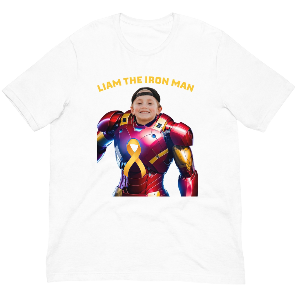 Liam the Iron Man Youth White Tee