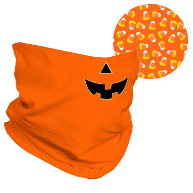 PUMPKIN & CANDY CORN REVERSIBLE NECK GAITER