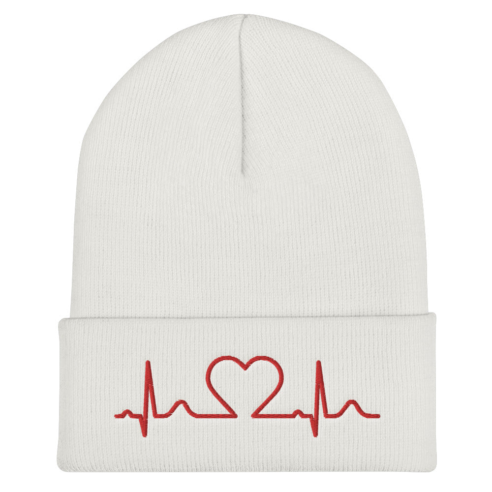EKG Black Cuffed Beanie