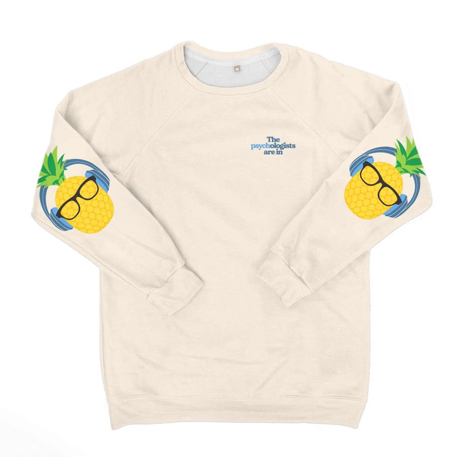 The Podcast Pineapple Cream Sweatshirt w/ Elbow Graphic