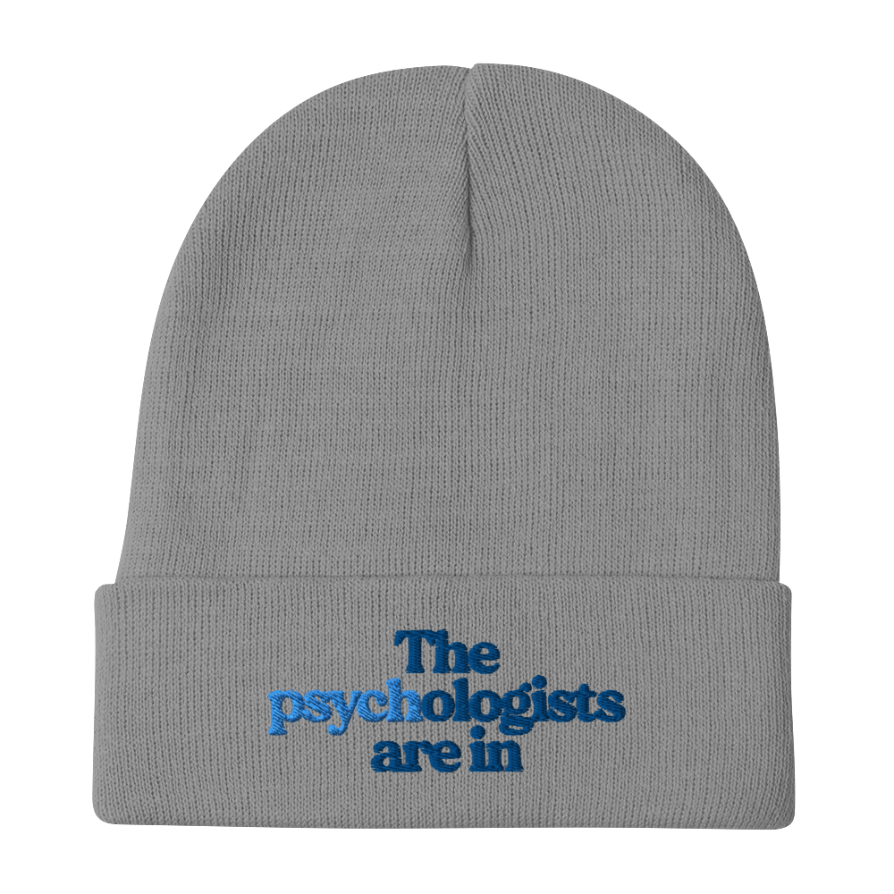 Grey w/Blue Logo Embroidered Beanie