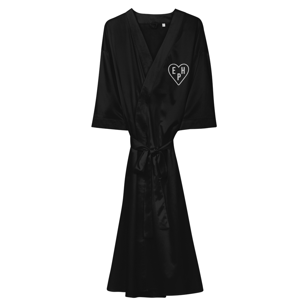 EHP Heart Logo Black Satin Robe
